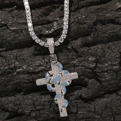 Serpent Cross Pendant Necklace