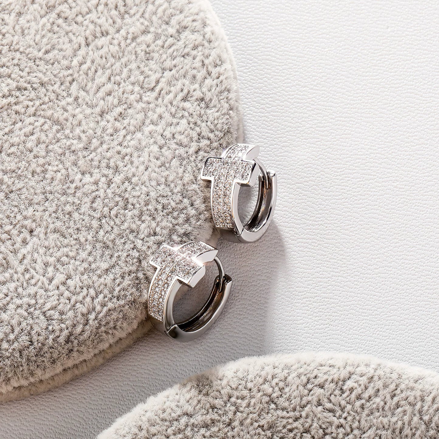 The Cross Huggie Hoops