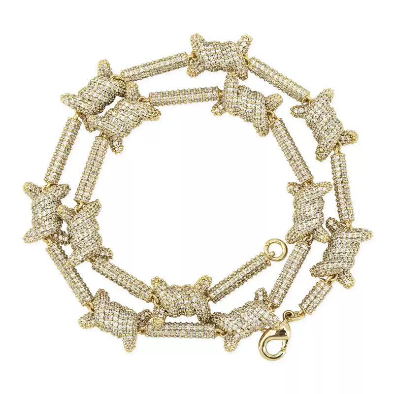 Iced Out Barbed Wire Chain Necklace