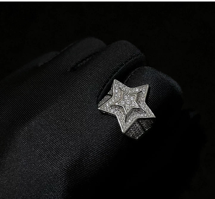 Iced Out 3D Star Ring