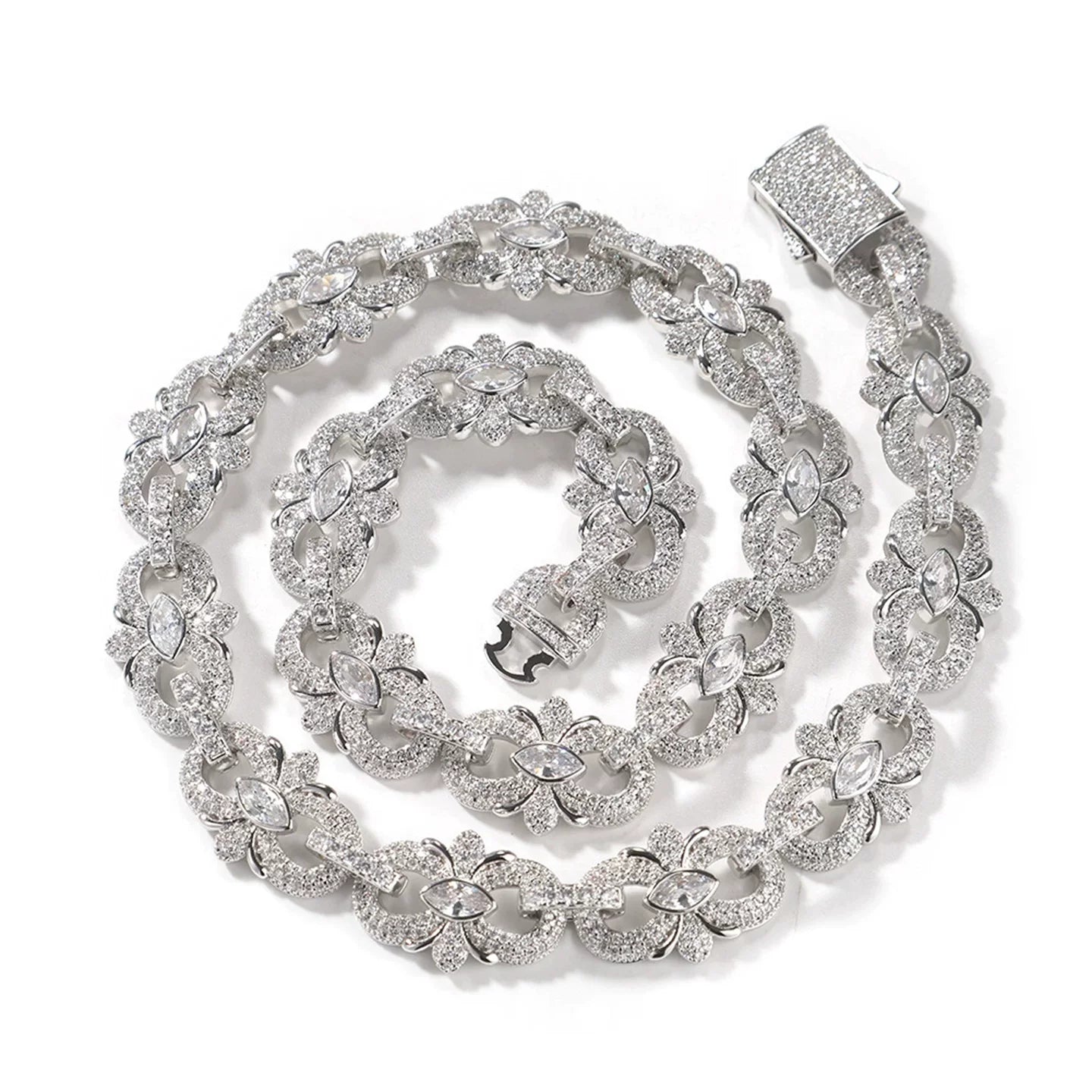 Versailles Iced Floral Cuban Link Necklace