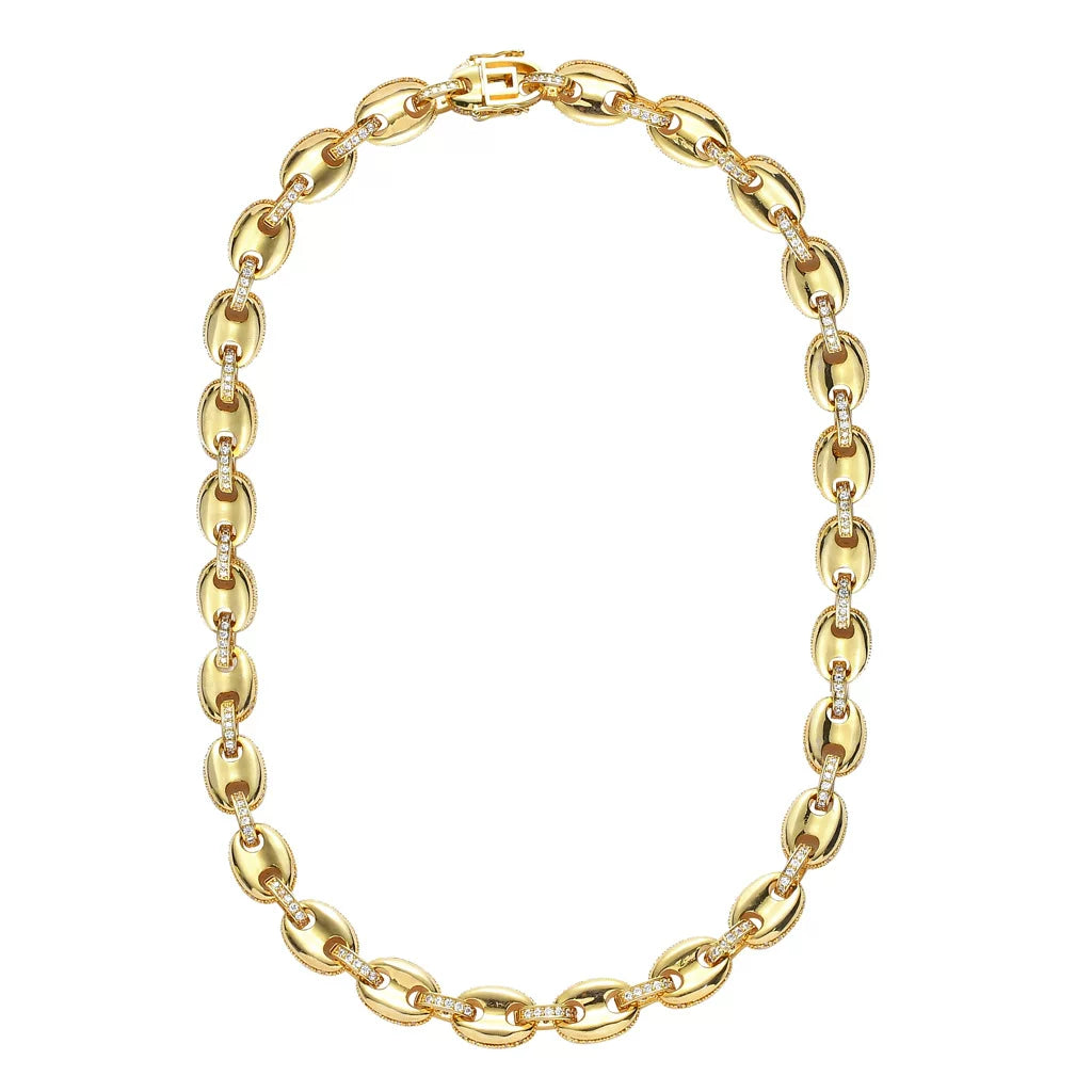 Puffed Iced Gucci Link Necklace