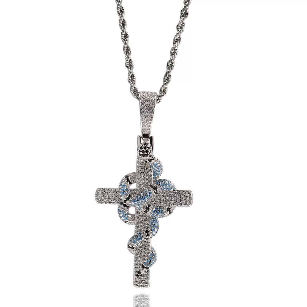 Serpent Cross Pendant Necklace