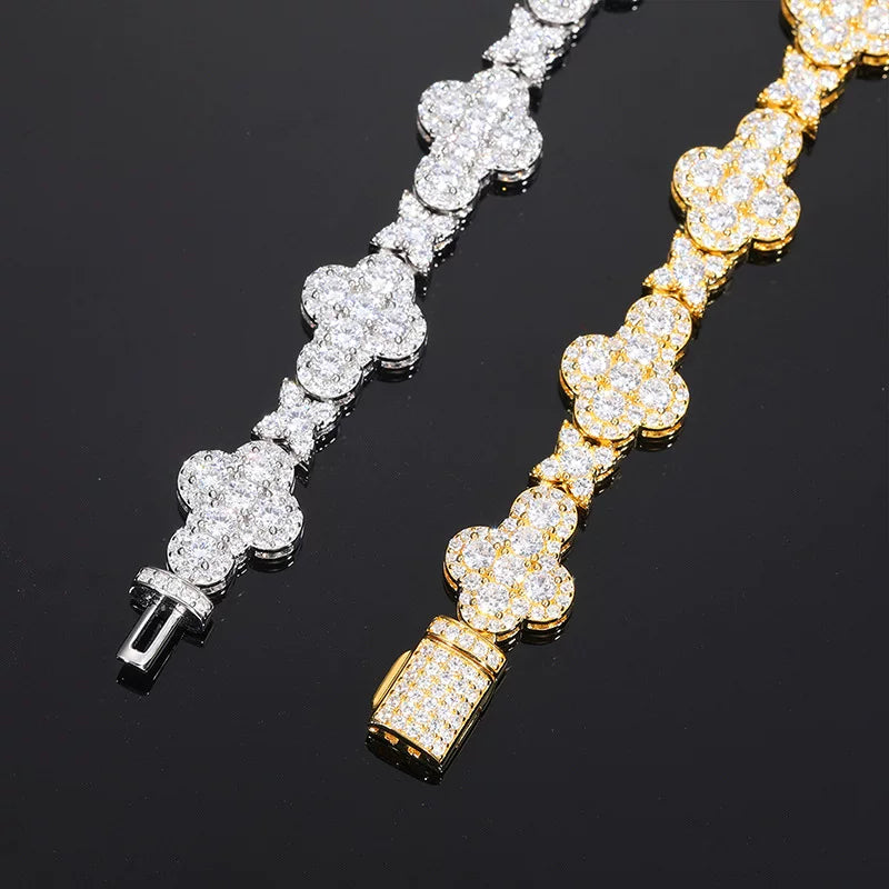 Clover Bloom 10mm Iced Link Necklace