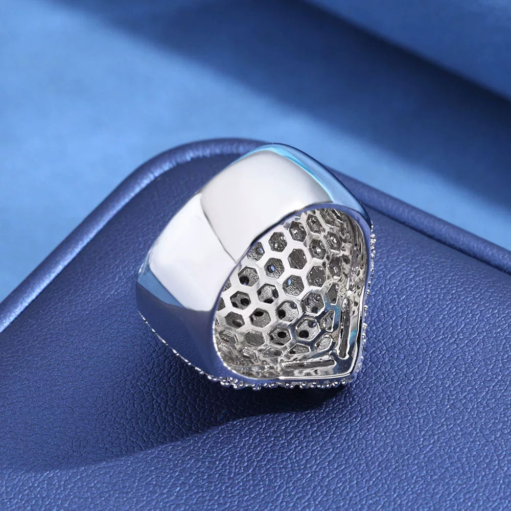 Cross Dome Full Iced Ring