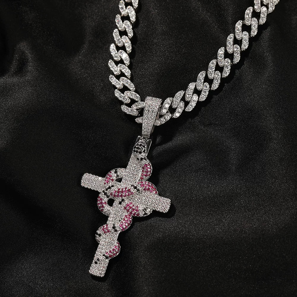 Serpent Cross Pendant Necklace
