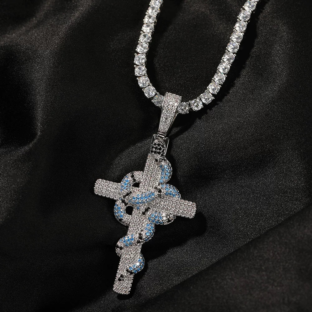Serpent Cross Pendant Necklace