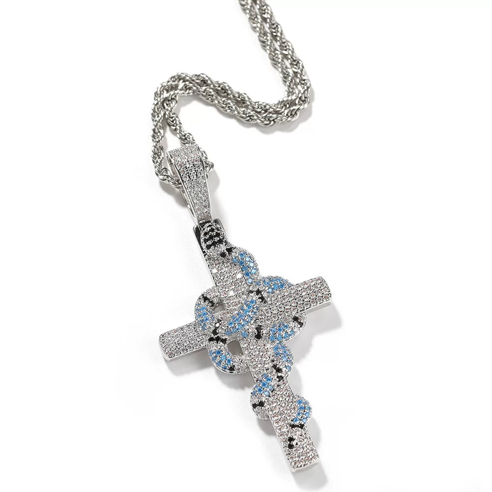 Serpent Cross Pendant Necklace
