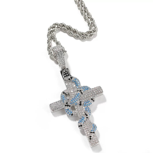 Serpent Cross Pendant Necklace