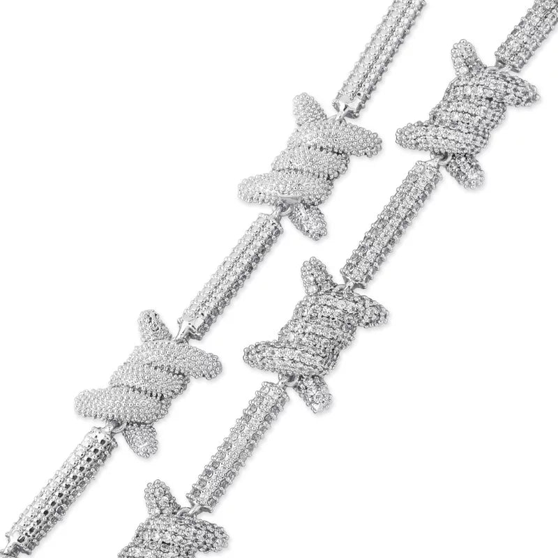 Iced Out Barbed Wire Chain Necklace