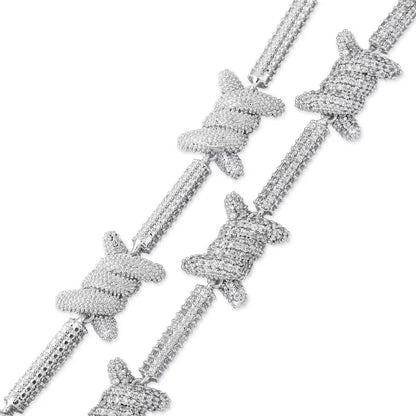 Iced Out Barbed Wire Chain Necklace