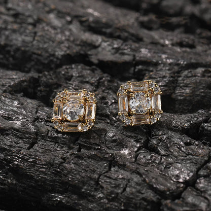 The Baguette Halo Studs
