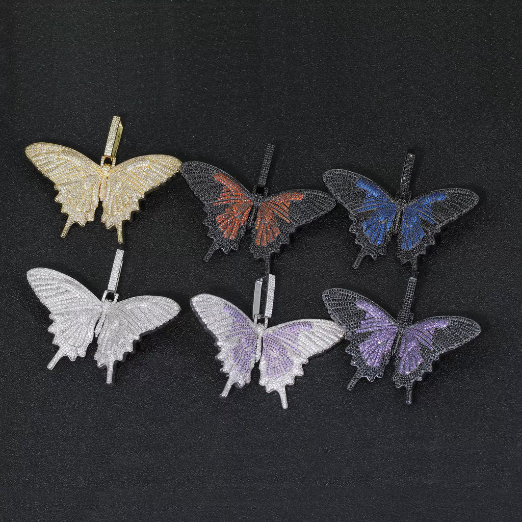 Iced Out Butterfly Pendant Necklace
