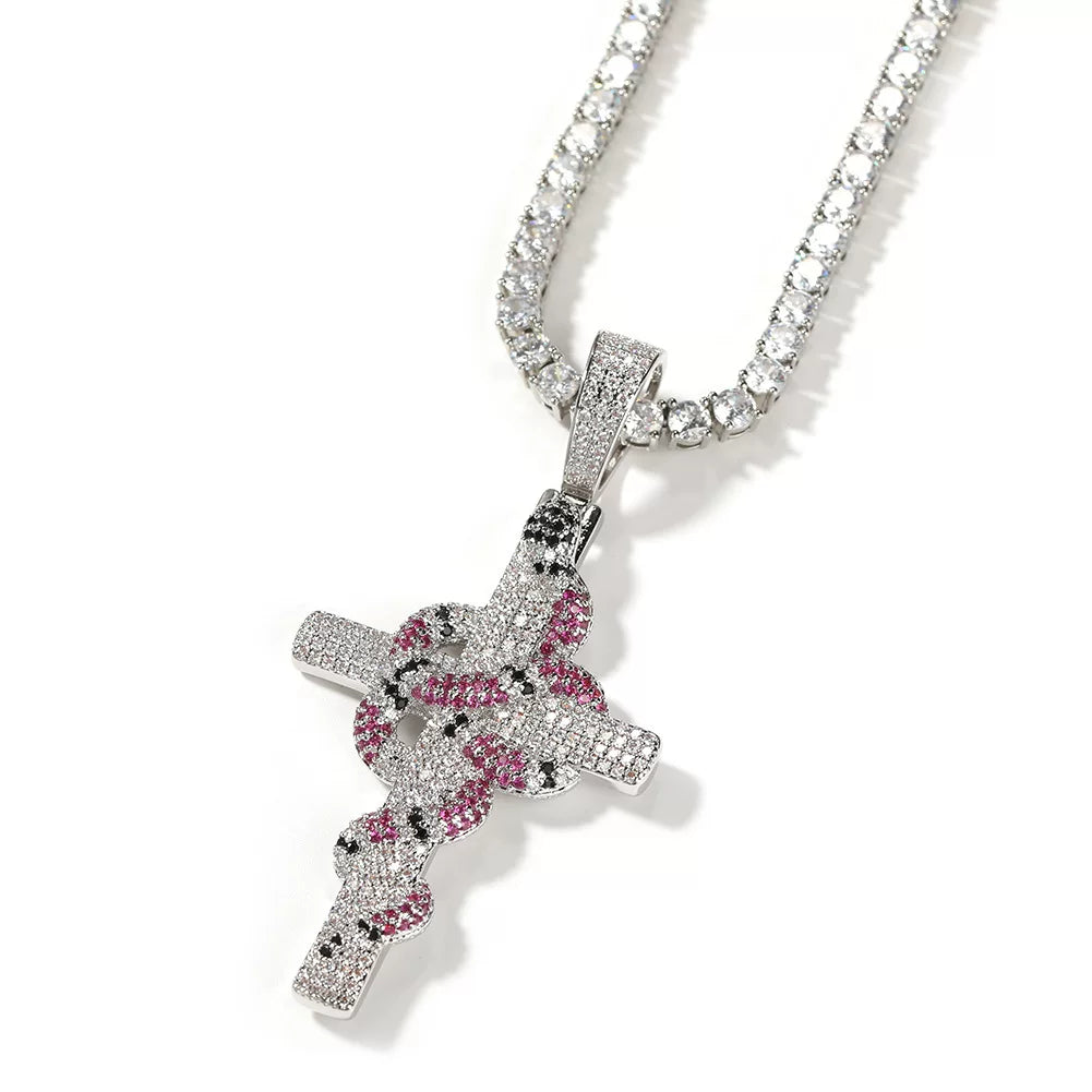 Serpent Cross Pendant Necklace