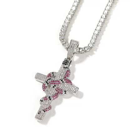 Serpent Cross Pendant Necklace