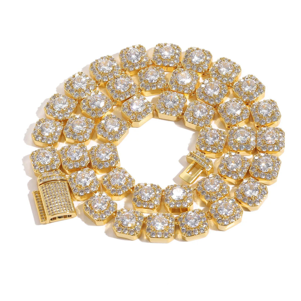 Octagon Halo Iced Tennis Necklace