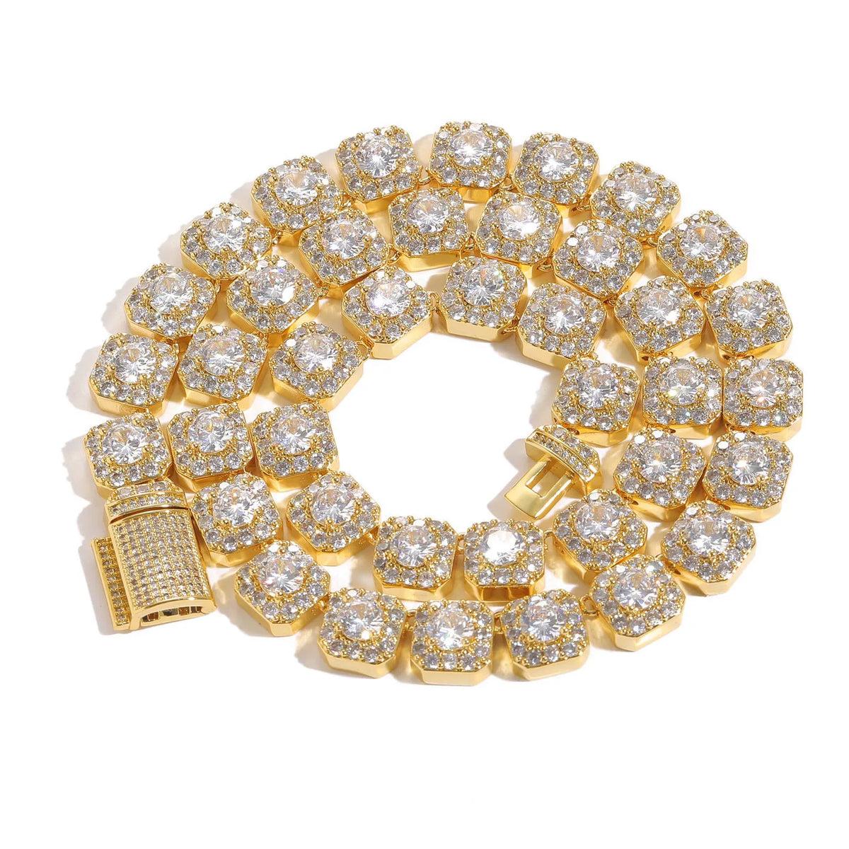 Octagon Halo Iced Tennis Necklace