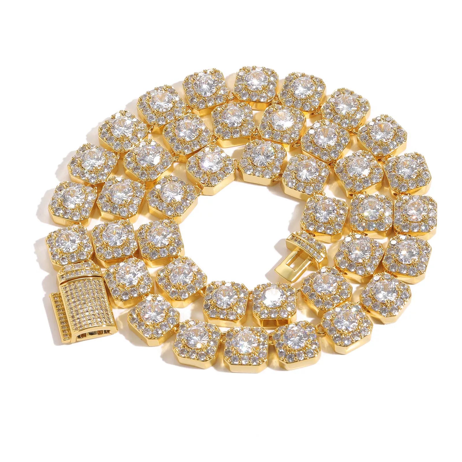 Octagon Halo Iced Tennis Necklace