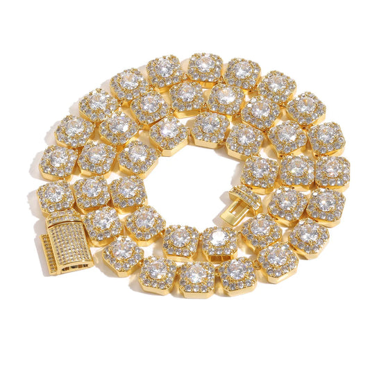 Octagon Halo Iced Tennis Necklace