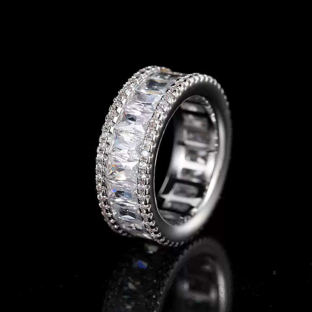 Iced Out Baguette CZ Eternity Band Ring