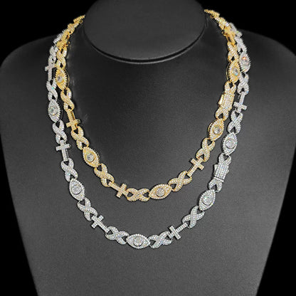 Infinity Cross Evil Eye Iced Chain Necklace