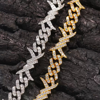 Iced Out Thorns Cuban Link Chain Necklace
