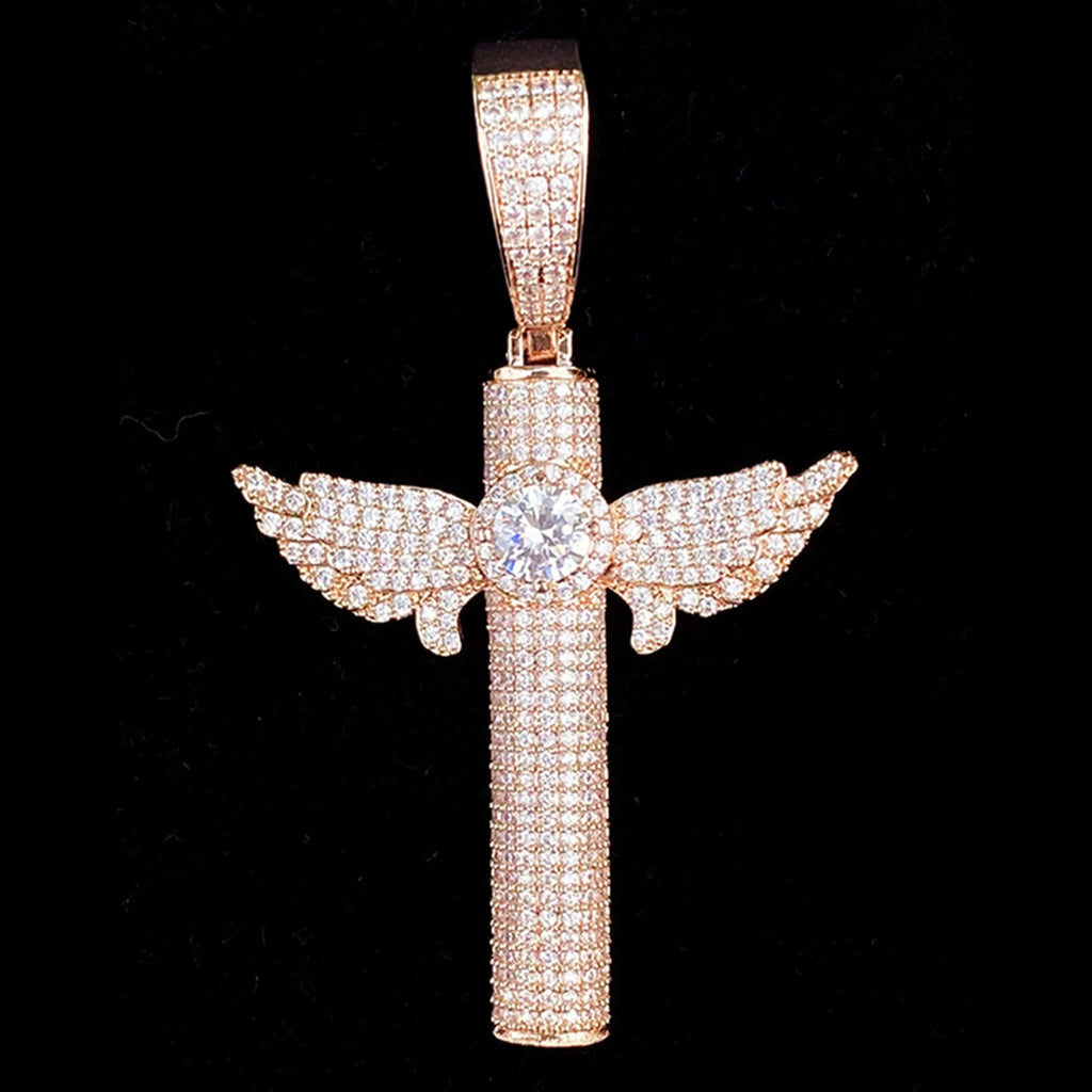 Seraph Cross Iced Pendant Necklace
