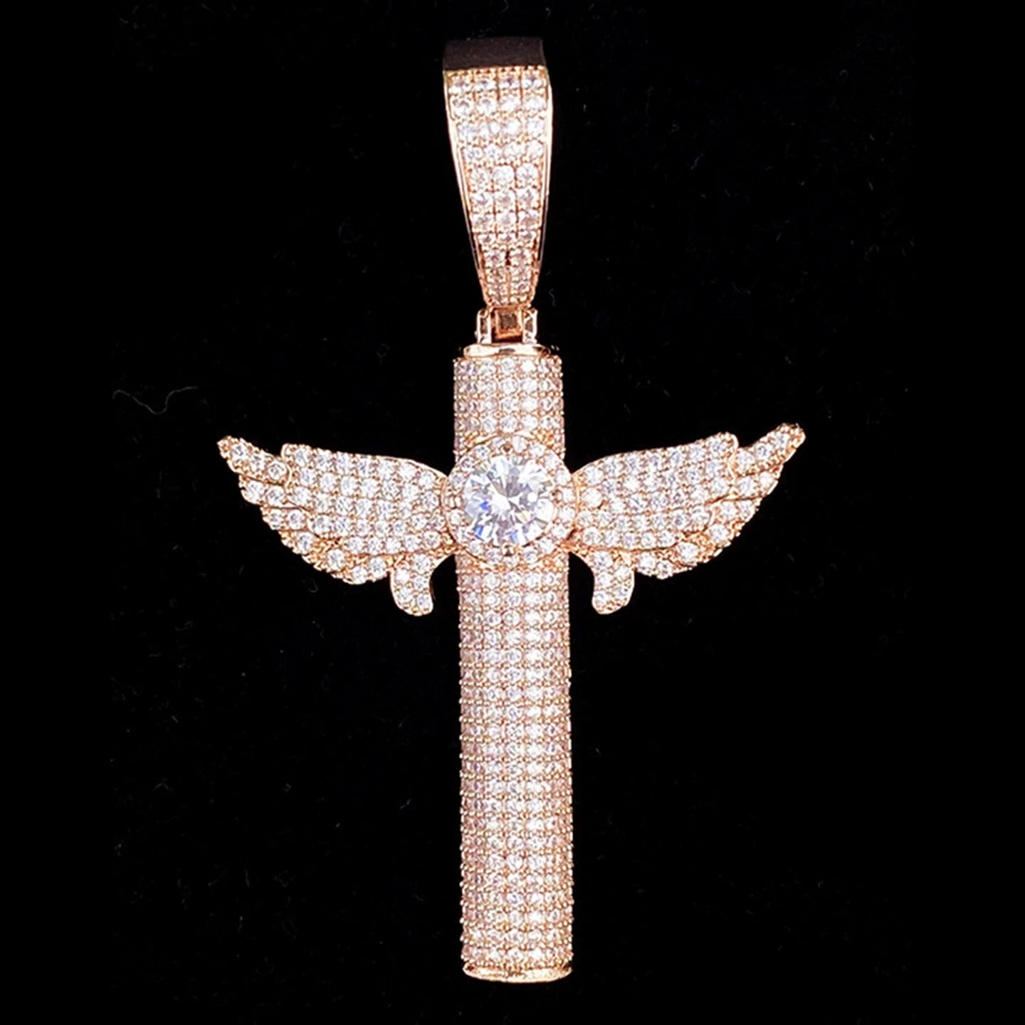Seraph Cross Iced Pendant Necklace