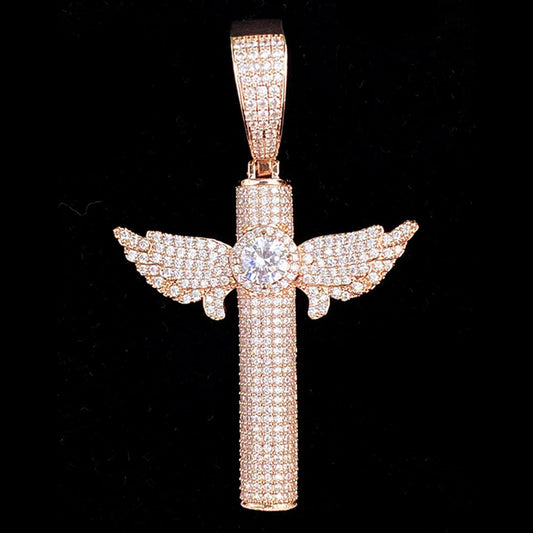 Seraph Cross Iced Pendant Necklace