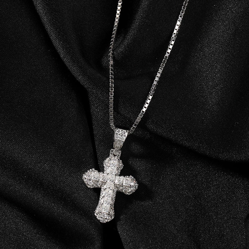 The Baguette Cross Pendant Necklace