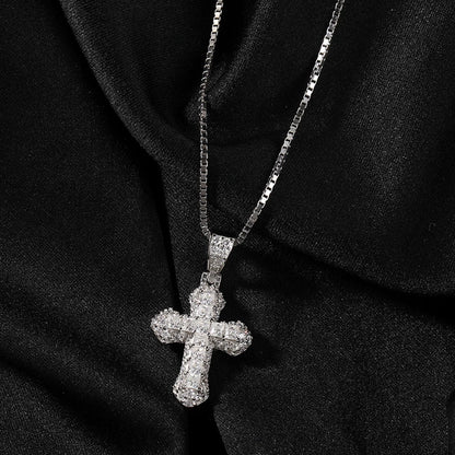 The Baguette Cross Pendant Necklace