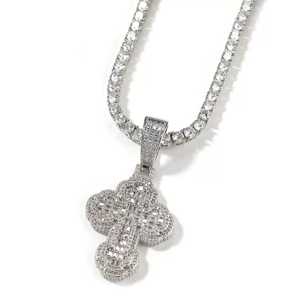 Creed Iced Cross Pendant Necklace