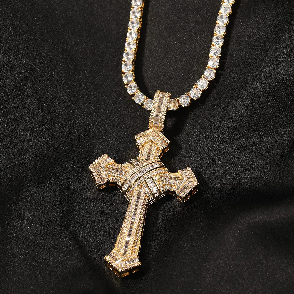 Vault Baguette Cross Pendant Necklace