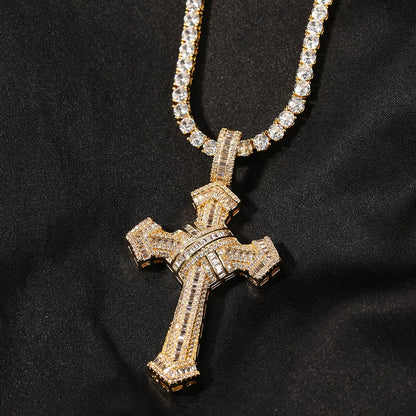 Vault Baguette Cross Pendant Necklace