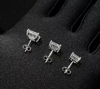 Princess Cut CZ Solitaire Stud Earrings