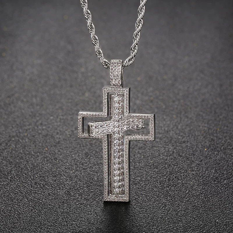 The Double Cross Spinner Pendant Necklace