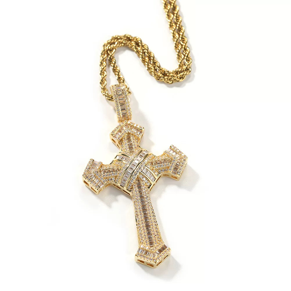 Vault Baguette Cross Pendant Necklace