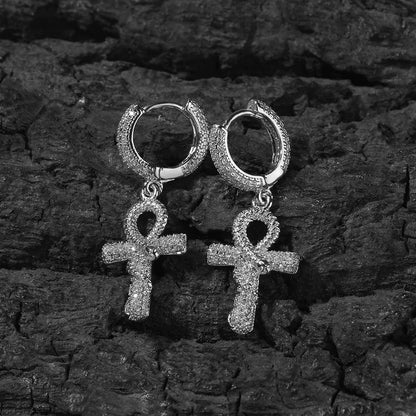 The Ankh Drop Huggie Earrings