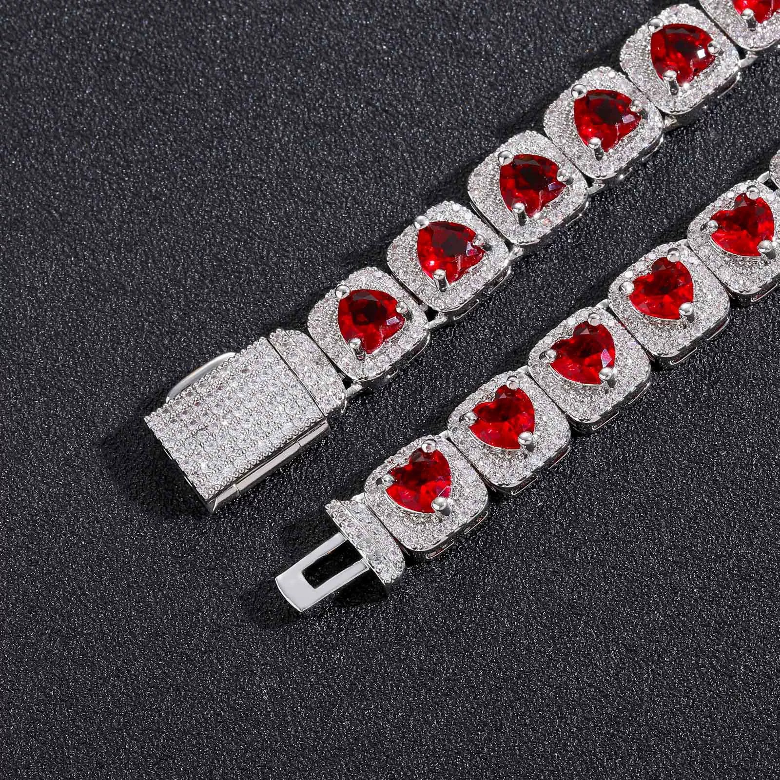 The Red Heart Halo Tennis Chain Necklace