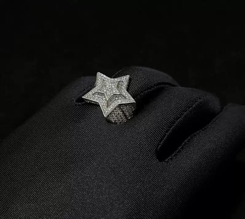 Iced Out 3D Star Ring