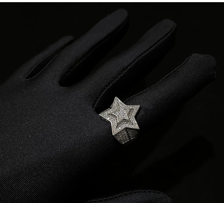 Iced Out 3D Star Ring