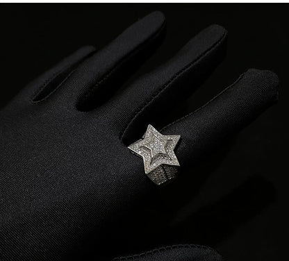 Iced Out 3D Star Ring
