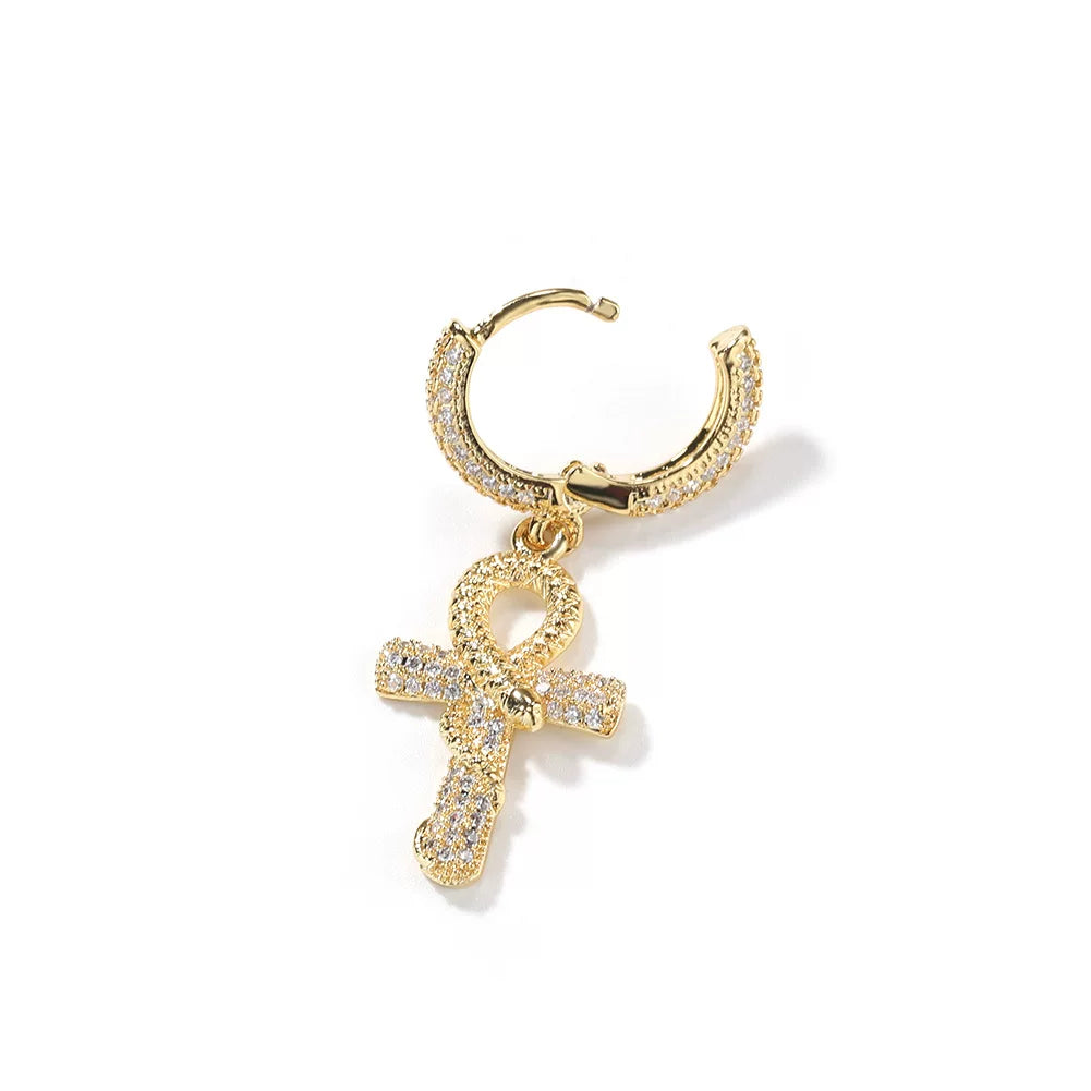 The Ankh Drop Huggie Earrings