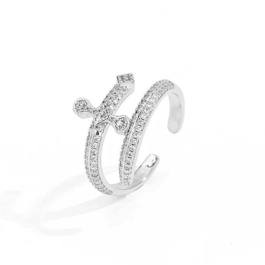 Cross Open Adjustable Pavé Ring
