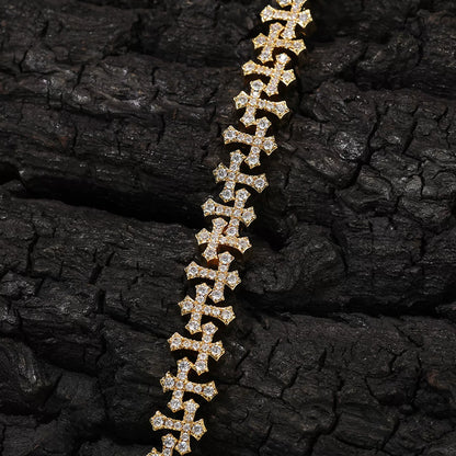 Fleur Cross Iced Cuban Bracelet