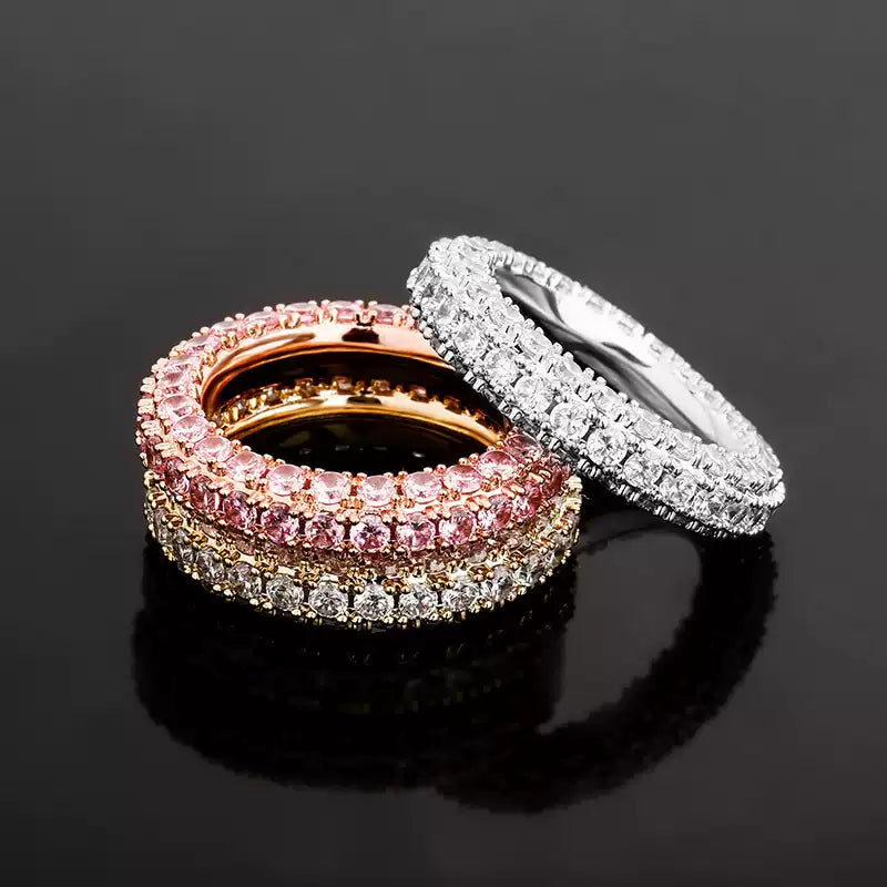 3-Row Pave CZ Eternity Band Ring