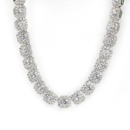 Octagon Halo Iced Tennis Necklace