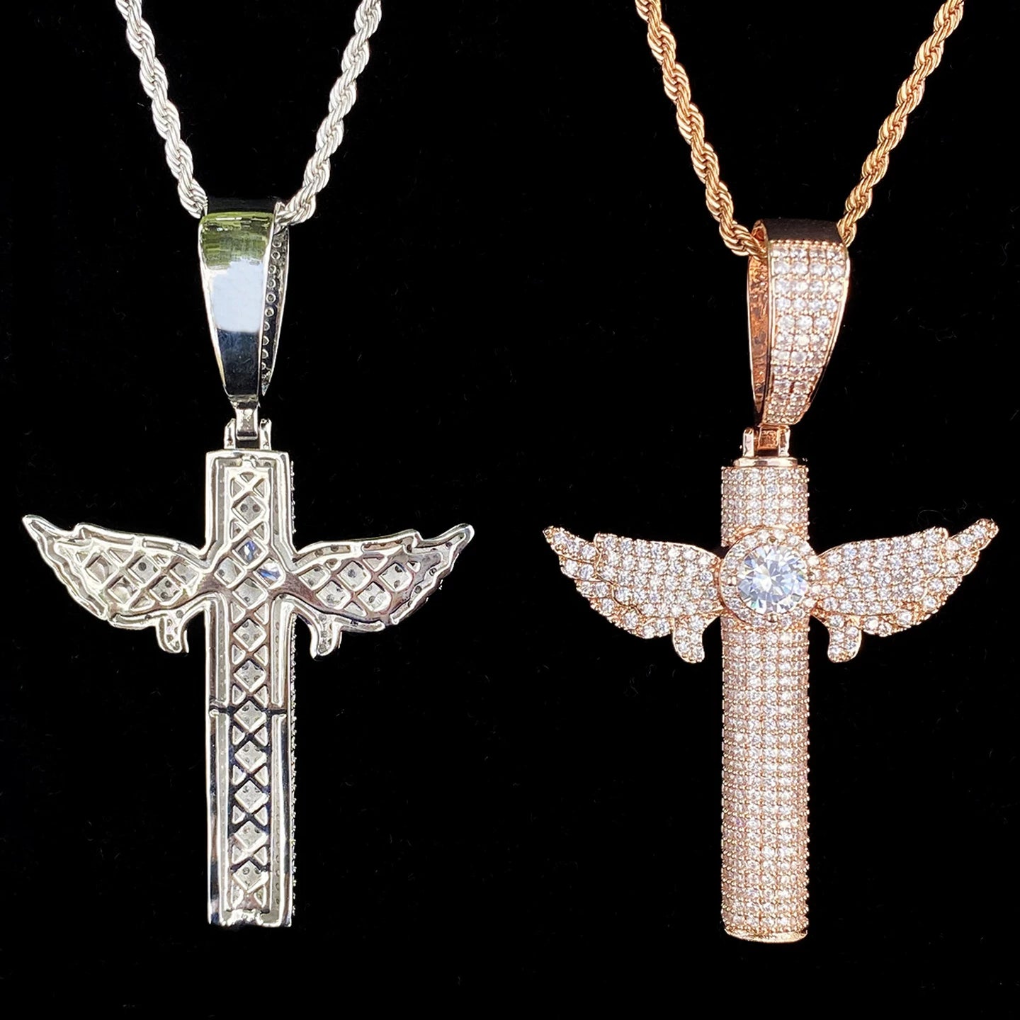 Seraph Cross Iced Pendant Necklace