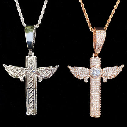 Seraph Cross Iced Pendant Necklace