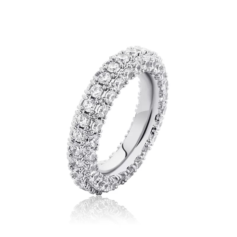 3-Row Pave CZ Eternity Band Ring